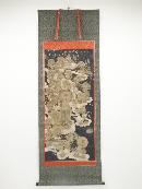 江戸時代　来迎図　木版彩色　紙本掛軸
